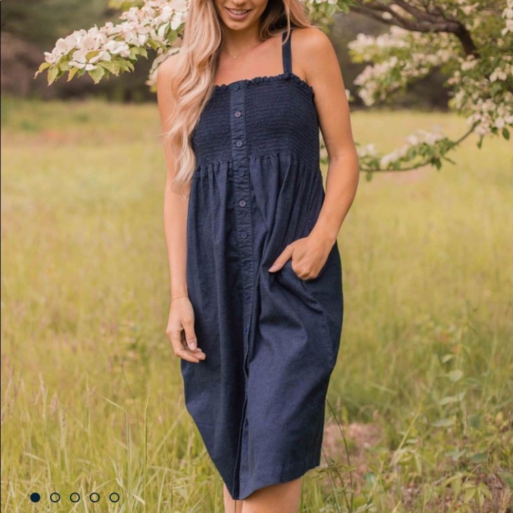 SoftHemp™ Smocked Chambray Dress